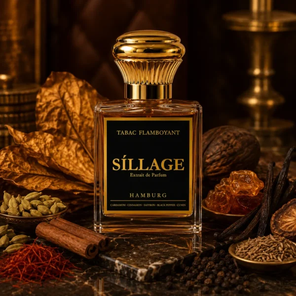 Síllage Tabac Flamboyant Extrait de Parfum – Flakon mit Safran und Zimt
